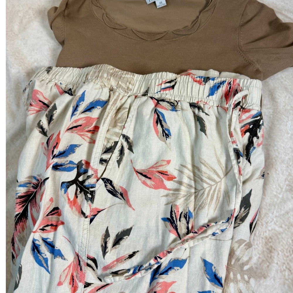 Tropical Lightweight Wide Leg Pull‎ On Pants